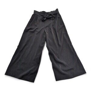 Zara Trafaluc Black Wide-Leg Tie-Waist Culotte Pants, M